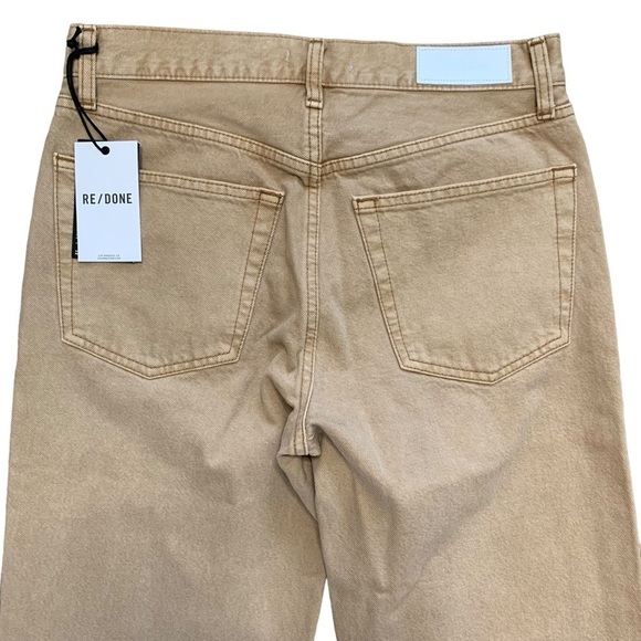 RE/DONE 70s Loose Long High Rise Wide Leg Button Fly Jeans in Washed Khaki Sz 25 - Picture 7 of 13